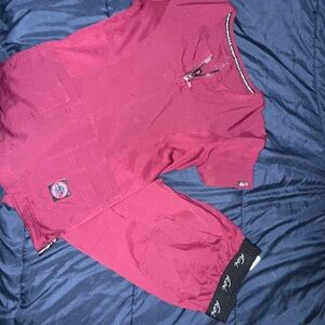 Koi Women's Scrub Top in Rich Burgundy